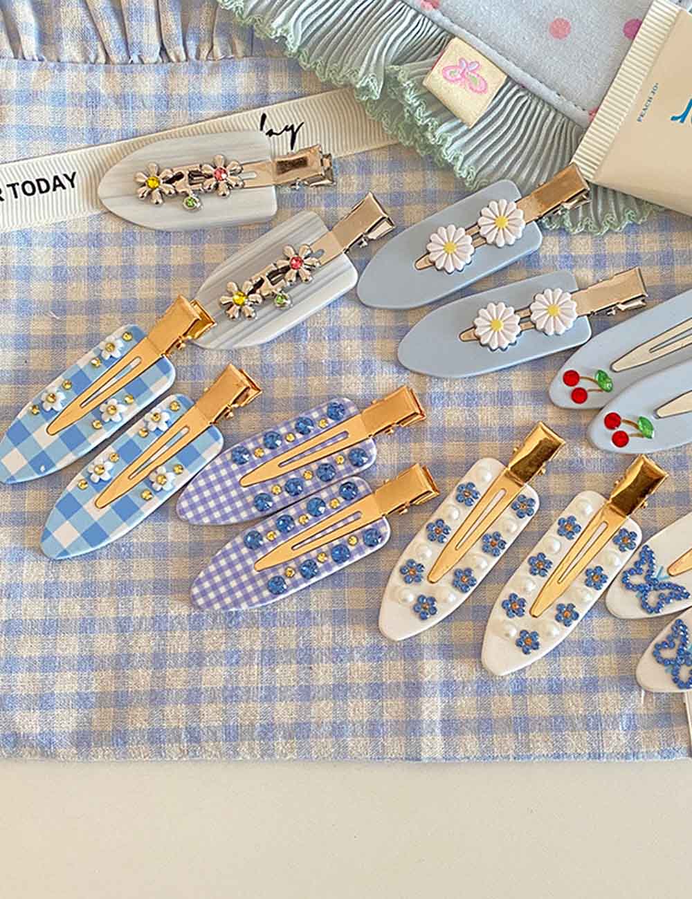Blue Plaid Hair Clip - DippedShop Wholesale - #4483