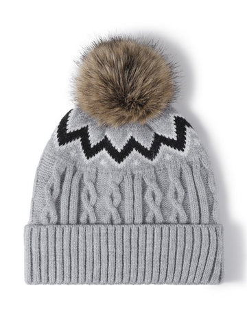 Splicing Twist Padded Knit Pom Beanie DPH0505