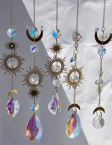 Sun Moon Suncatcher Colorful Crystal Decoration DPCD6