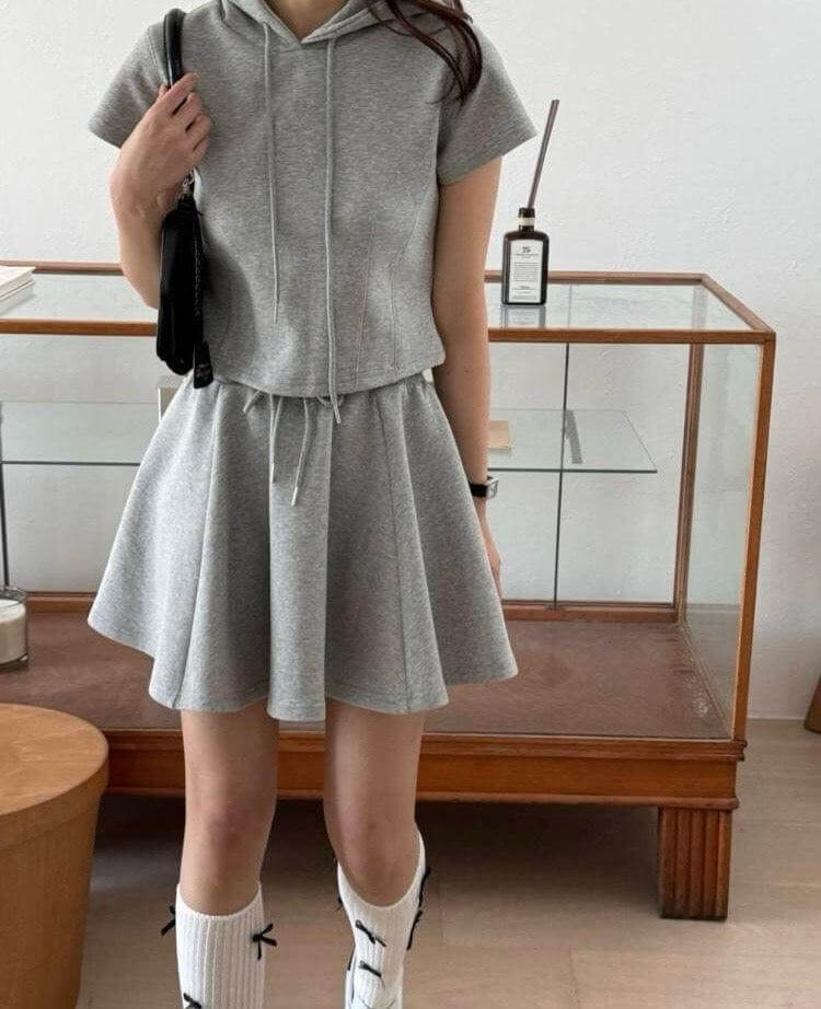 Hooded Top and Skirt Set - DippedShop Wholesale - #2291