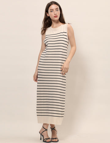 Striped Color Block Slim Knit Dress DPD4851