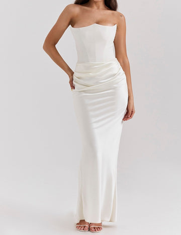 Sexy Strapless Fishtail Maxi Dress - DippedShop Wholesale - #8403