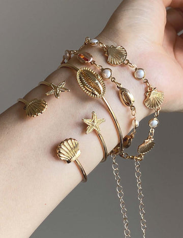 Retro Shell Pearl Gold Plated - DippedShop Wholesale - #6691