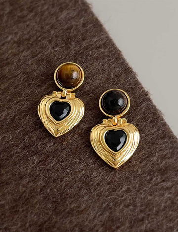 Retro Gold Heart Earrings - DippedShop Wholesale - #7251