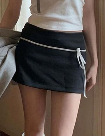 Simple Bow String Wrap Mini Skirt DP25F425