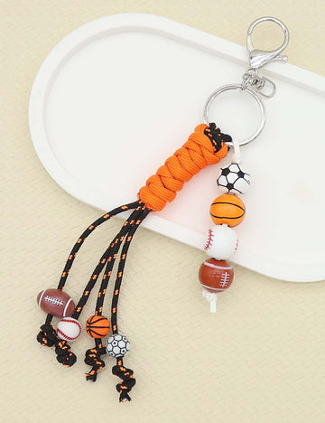 Colorful Sports Ball Beaded Tassel Rope Keychain DP25E501