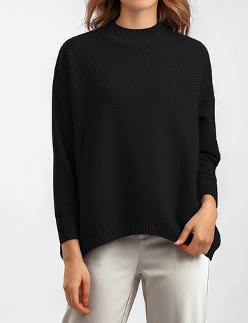 Retro Mock Neck Oversized Pullover Knit Sweater DP25G929