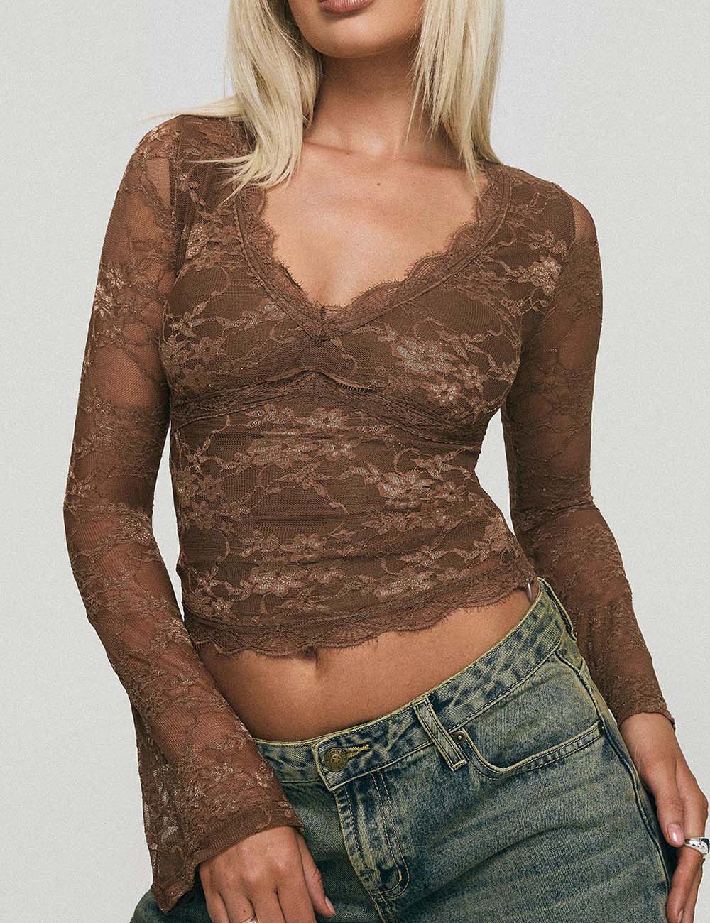 Floral Lace Cropped Top - DippedShop Wholesale - #1603