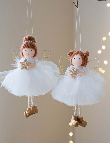 White Tulle Skirt  Angel Girl Christmas Tree Hanging DP25H458