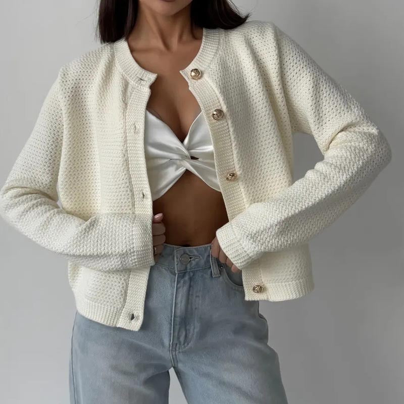 Elegant Knit Solid Color Button Down Cardigan DP25G919