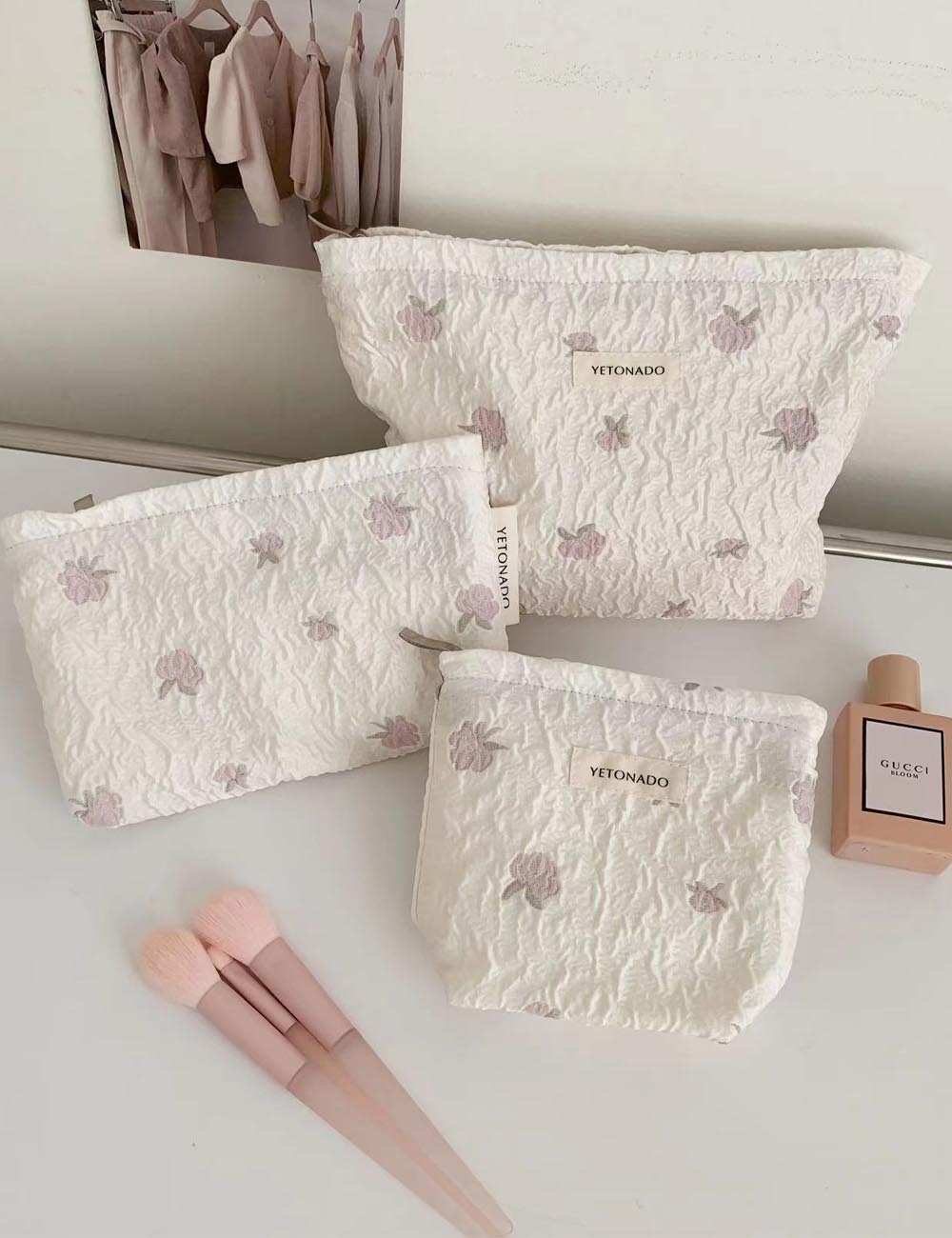 Elegant Rose Embroidery Cosmetic Bag - DippedShop Wholesale - #8291