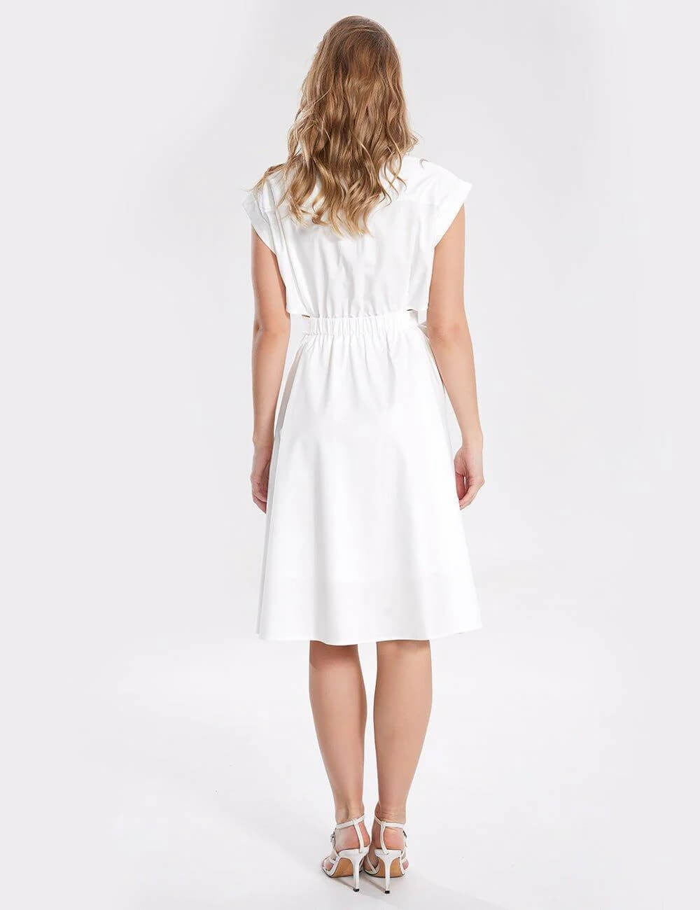 Lapel Sleeveless Tie Midi Dress - DippedShop Wholesale - #0931