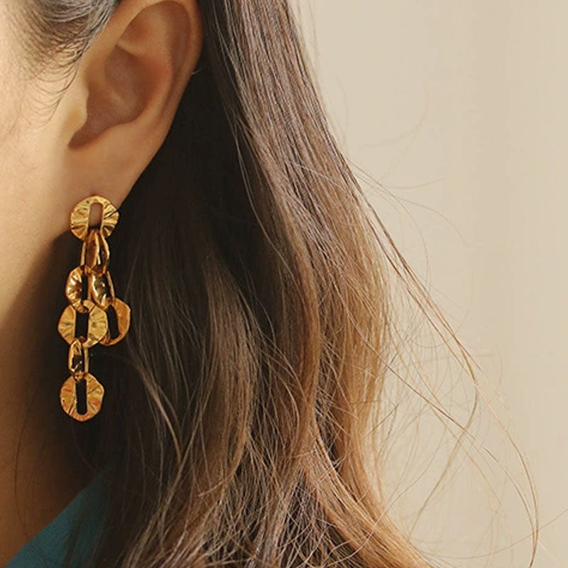 Trendy Retro Disc Drop Earrings Earrings DP25F778