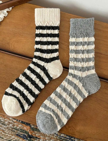 Casual Color Block Striped Warm Crew Socks DP25H531