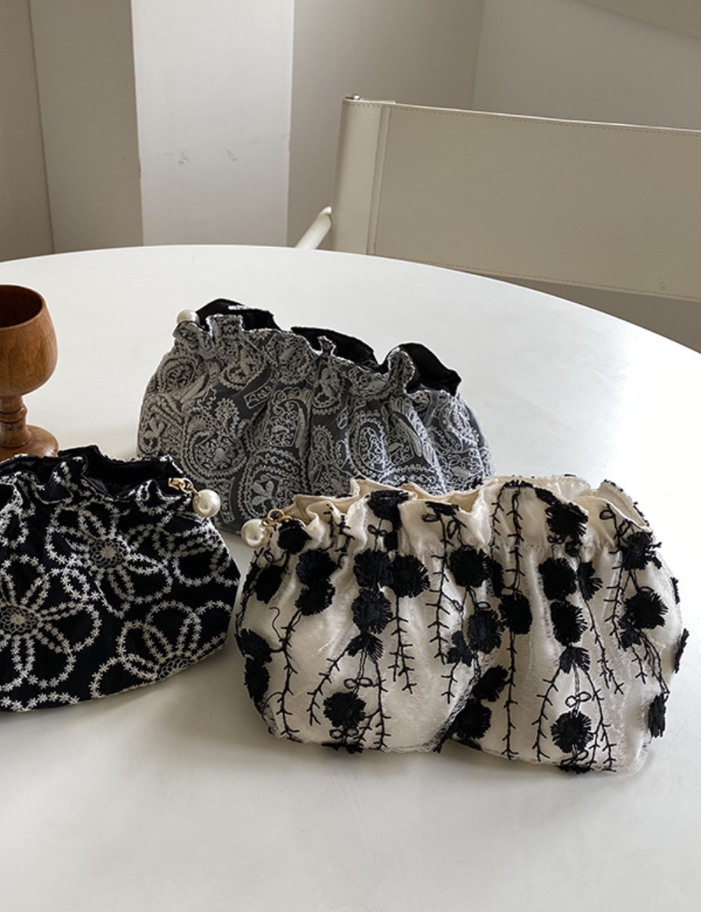 Floral Embroidered Lace Cosmetic Bag - DippedShop Wholesale - #9667
