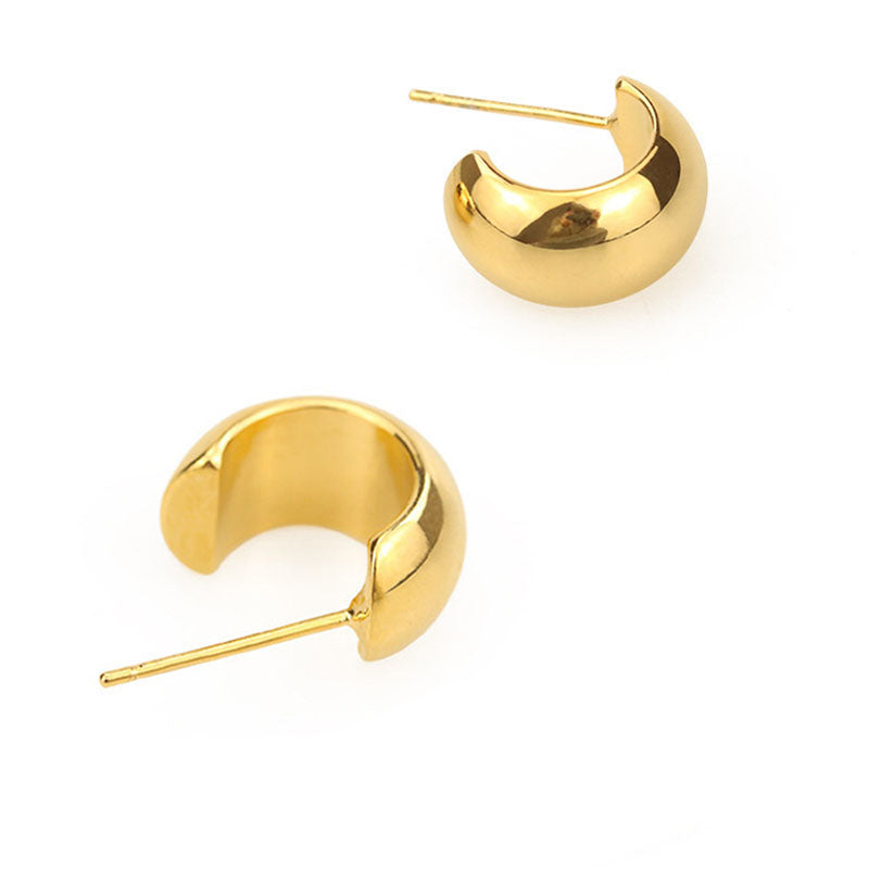Gold Plated C Stud Earrings - DippedShop Wholesale - #0883