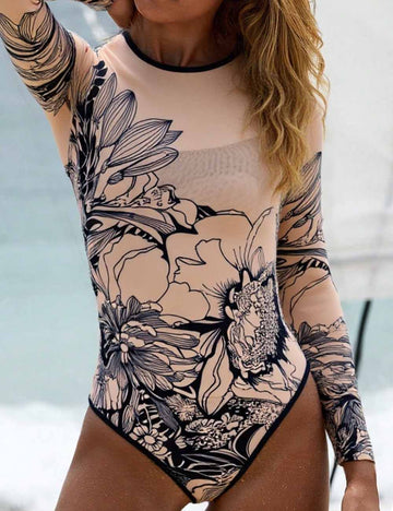 Vintage Floral One Piece Swimsuit - DippedShop Wholesale - #0787