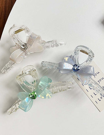 Bow Rhinestone Iridescent Large Hair Claw DP25E903