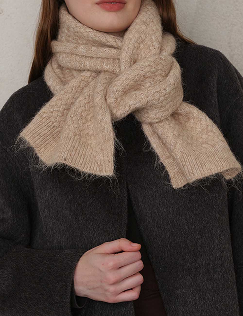 Solid Color Cozy Textured Winter Knit Scarf DP25F610
