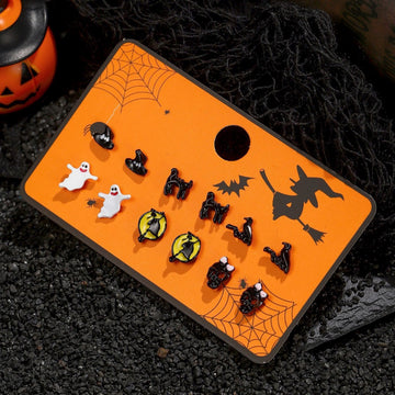 5+Cartoon Simple Skull Halloween Earrings DPJE2720