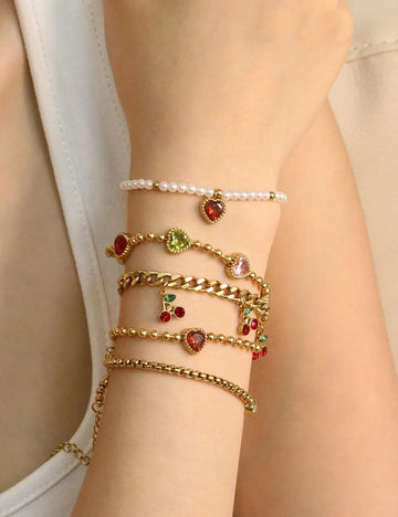 Colorful Heart CZ Bracelet - DippedShop Wholesale - #6131