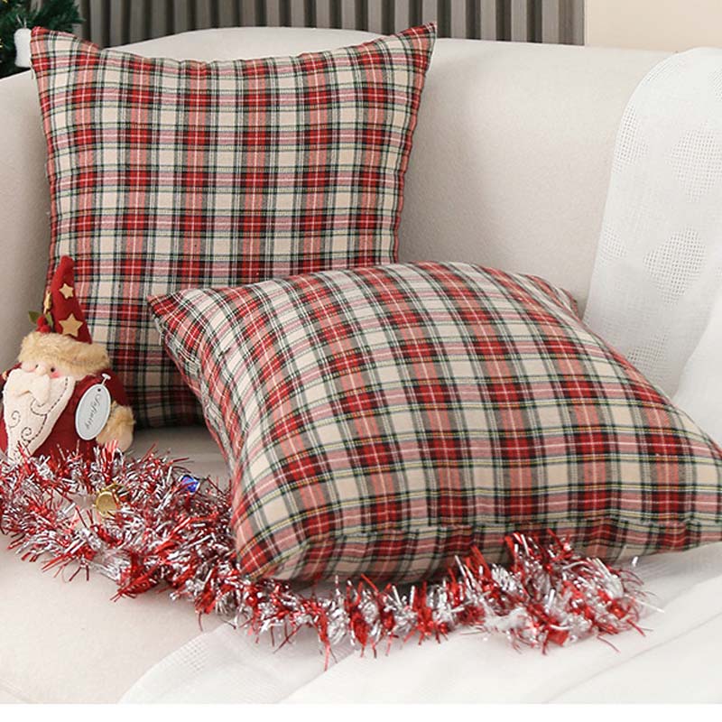 Vintage Christmas Plaid Throw Pillow Covers DP25H467