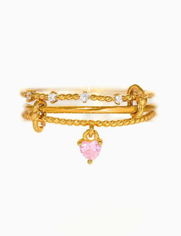 Multi-layer Heart Zircon Pendant Adjustable Ring DP25E735