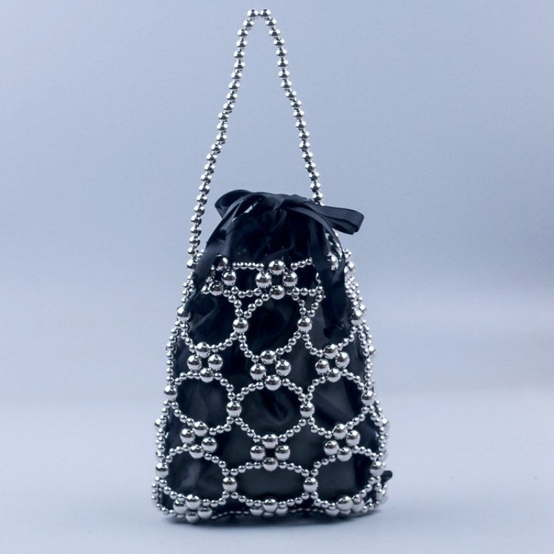 Hollow Solid Color Beads Handbag DP25C781