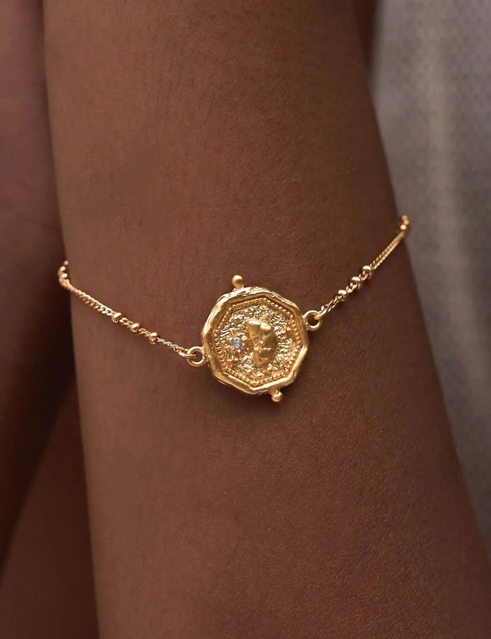 Vintage Rhinestone Star Moon Bracelet - DippedShop Wholesale - #5155