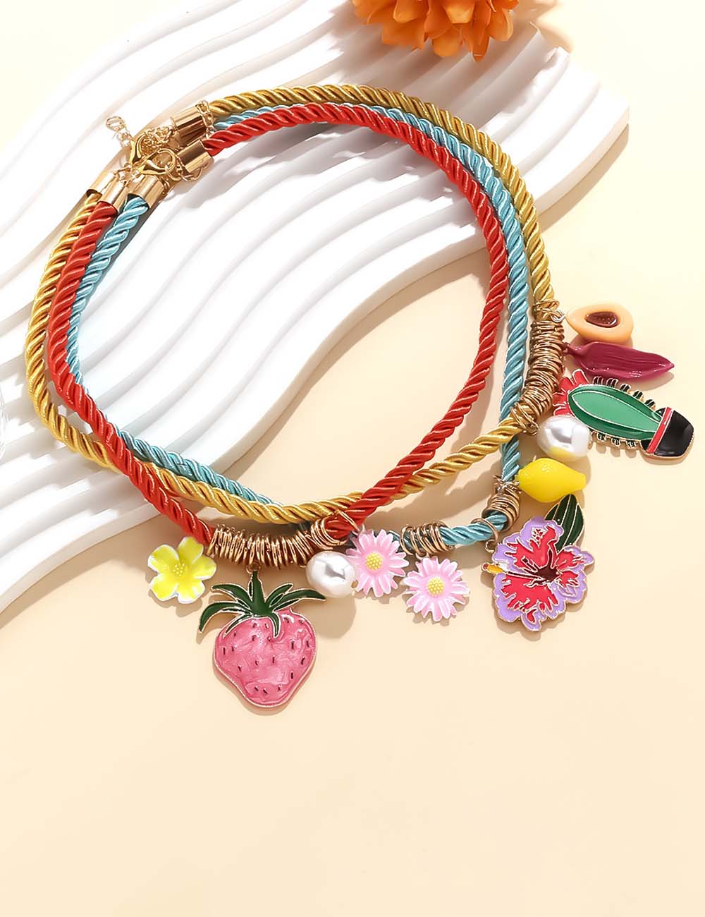 Colorful Pendant Multi-Layer Cord Necklace DP25E817