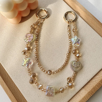 Elegant Double-Layer Crystal Beaded Keychain DP25C903
