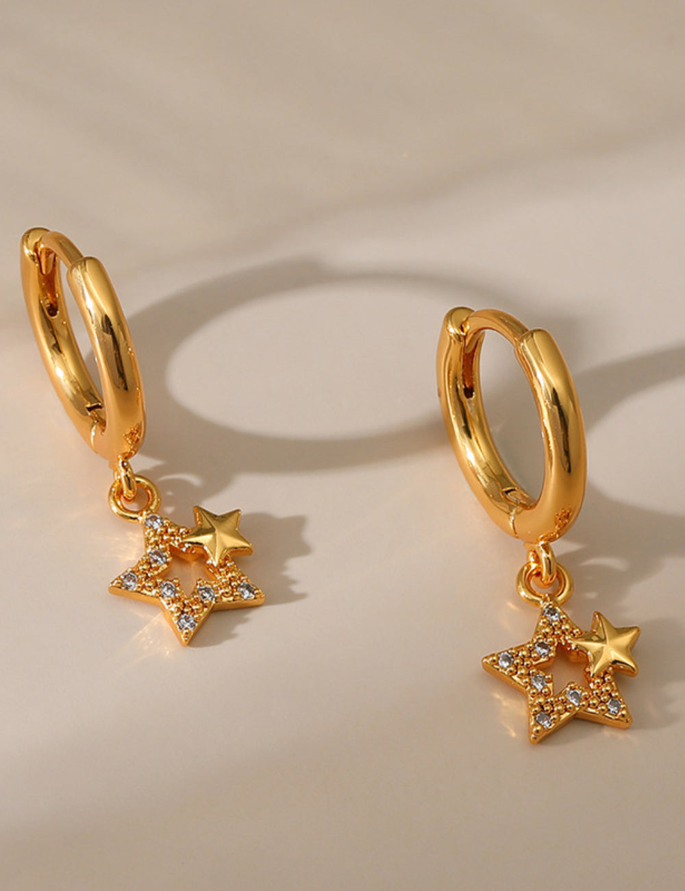 Copper Plated Gold Hollow Star Design Drop Earrings DPJE1296