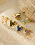 Elegant Crystal Heart Gold Pla - DippedShop Wholesale - #0771