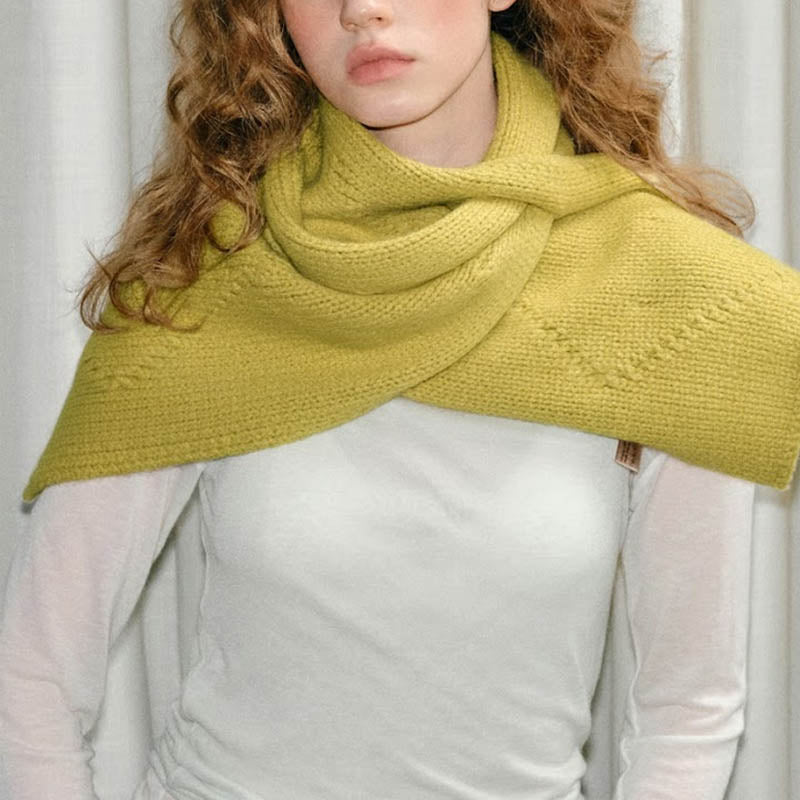 Simple Crochet Solid Color Wool Wrap Scarf DP25H688