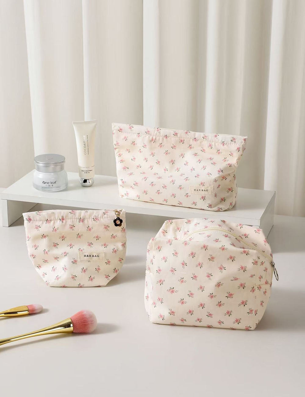 Pink Mini Floral Cosmetic Bag - DippedShop Wholesale - #5091