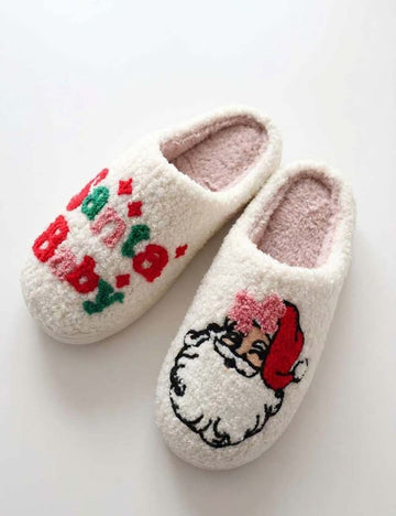 Winter Santa Claus Warm Fleece Indoor Slippers DP25H483