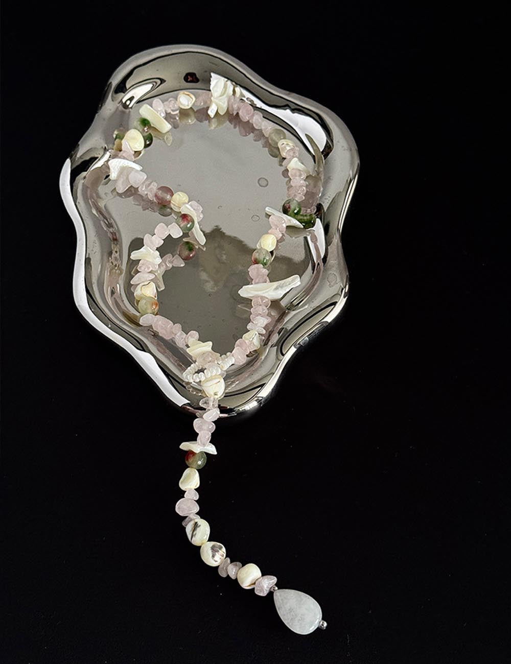 Dainty Stone Shell Beaded Choker Necklace DP25F833