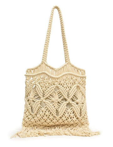 Tassel Hollow Out Woven Shoulder Bag DP25B470