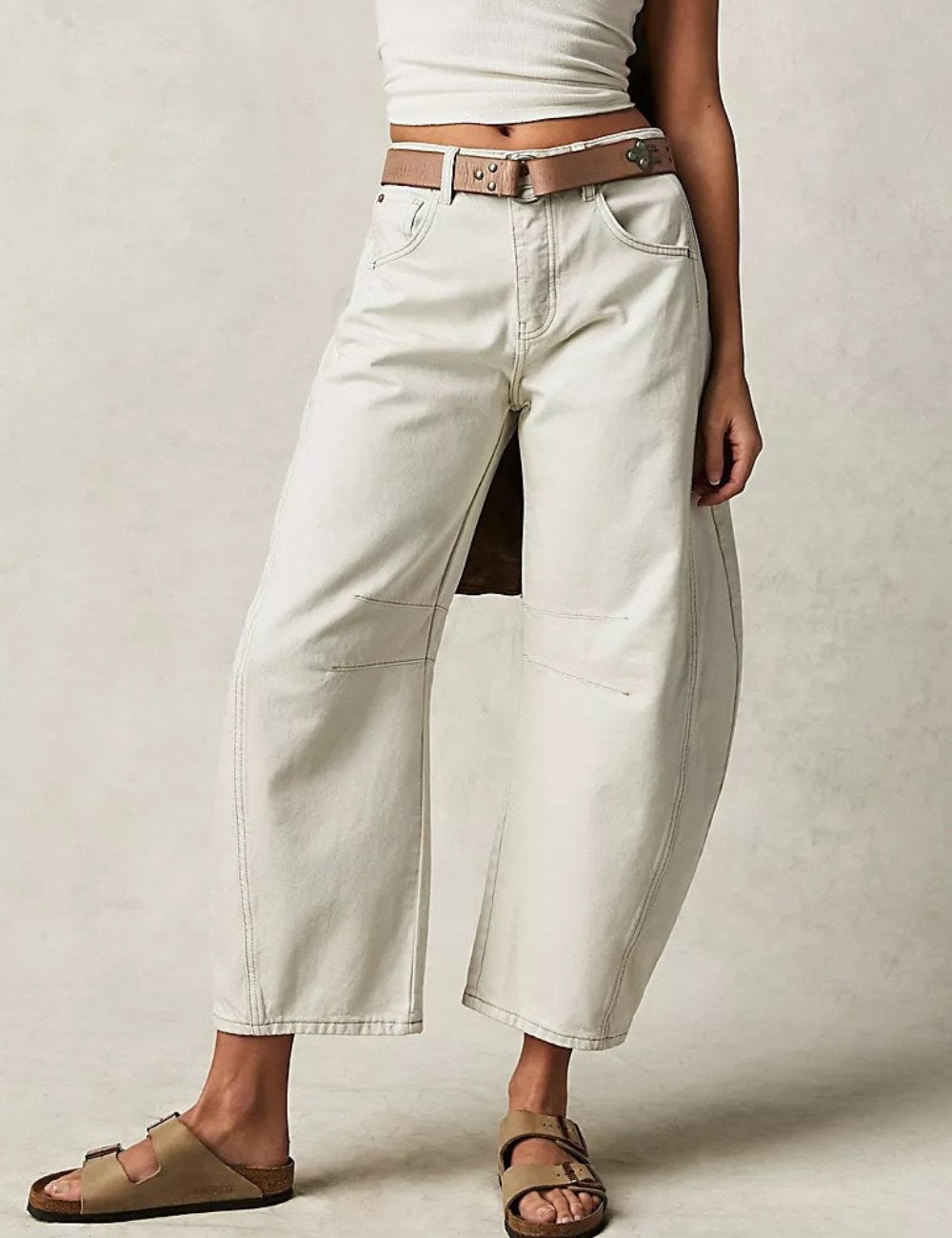 Washed Mid Rise Barrel Jeans - DippedShop Wholesale - #8531