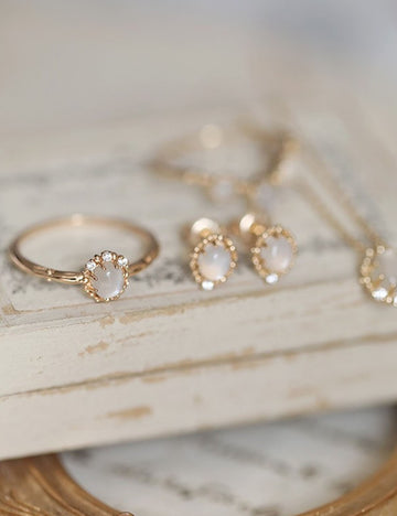 Elegant Round Moonstone Stud Earring DP25F777