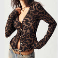 Leopard Print Button Blouse - DippedShop Wholesale - #7667