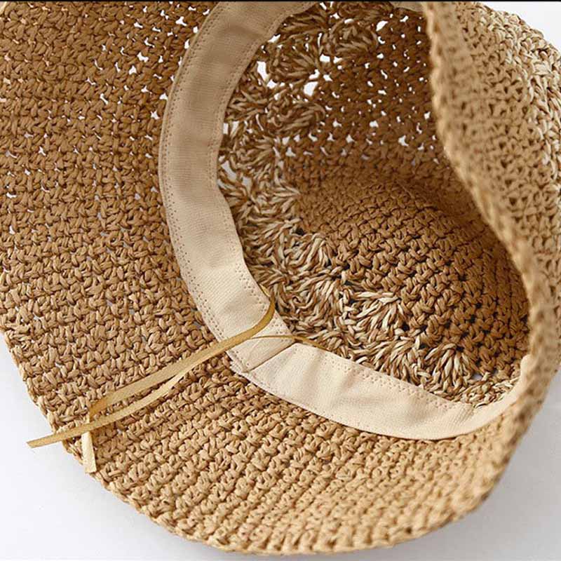 Hollow Woven Straw Bucket Hat - DippedShop Wholesale - #7923
