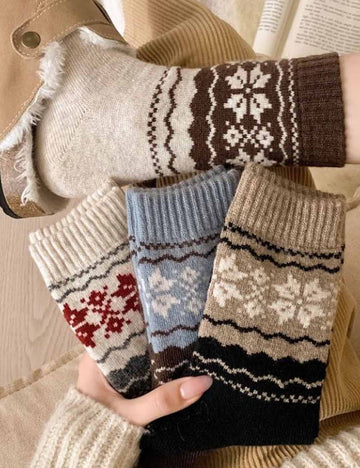 Retro Fair Isle Knit Thermal Crew Socks DP25H526
