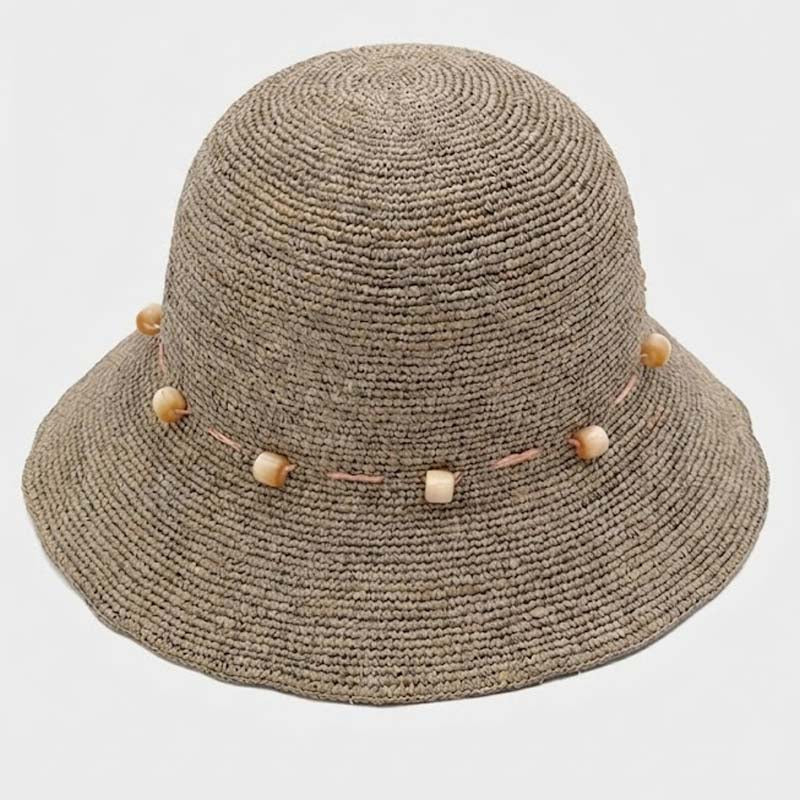 Boho Beaded Straw Hat - DippedShop Wholesale - #3459