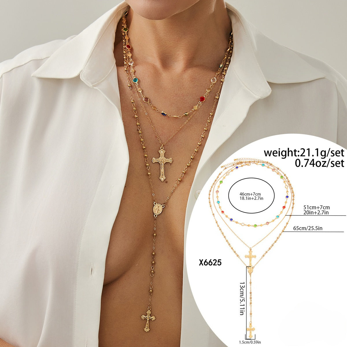 Layered Cross Pendant Necklace - DippedShop Wholesale - #1731