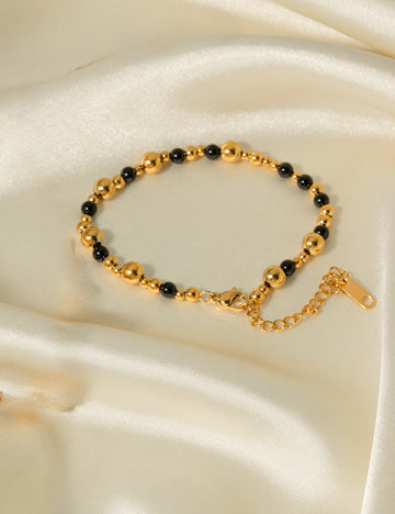 Black & Gold Bead Vintage Bracelet DPJB15