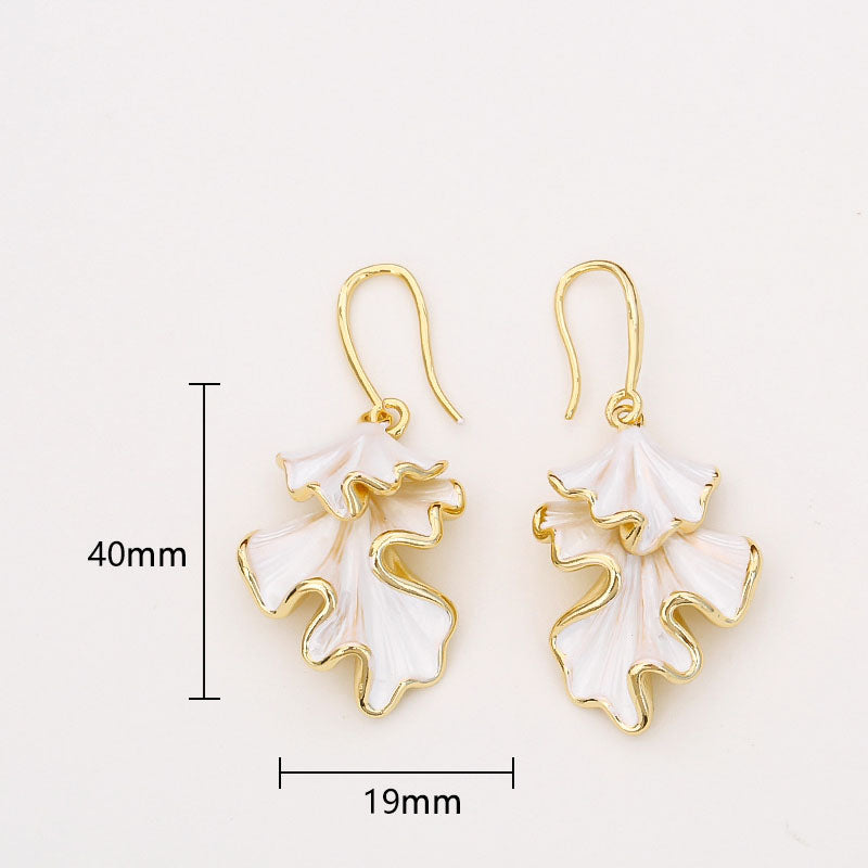 Gold Ginkgo Dangle Earrings - DippedShop Wholesale - #2115