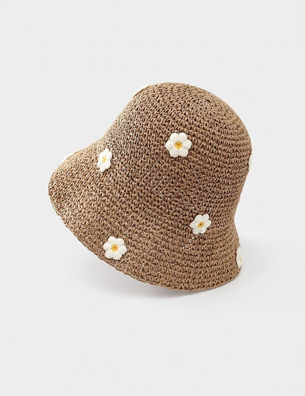 Flower Embroidery Straw Hat - DippedShop Wholesale - #8819