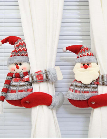 2pcs Cartoon Snowman Santa Christmas Curtain Tiebacks DP25G782