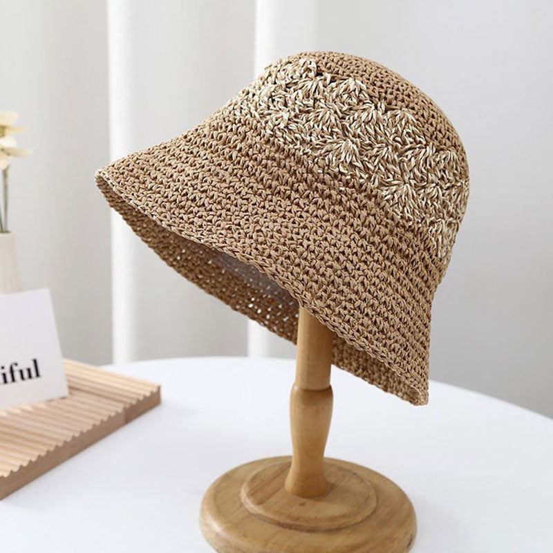 Hollow Woven Straw Bucket Hat - DippedShop Wholesale - #9619